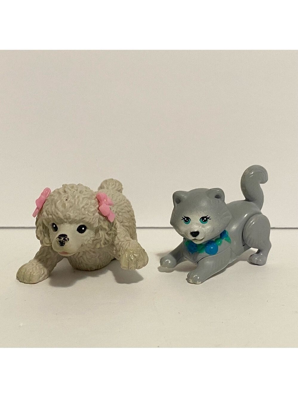 Vintage Littlest Pet Shop Cat Family Dad + Barbie Bobble Head Poodle Dog LPS Y2K